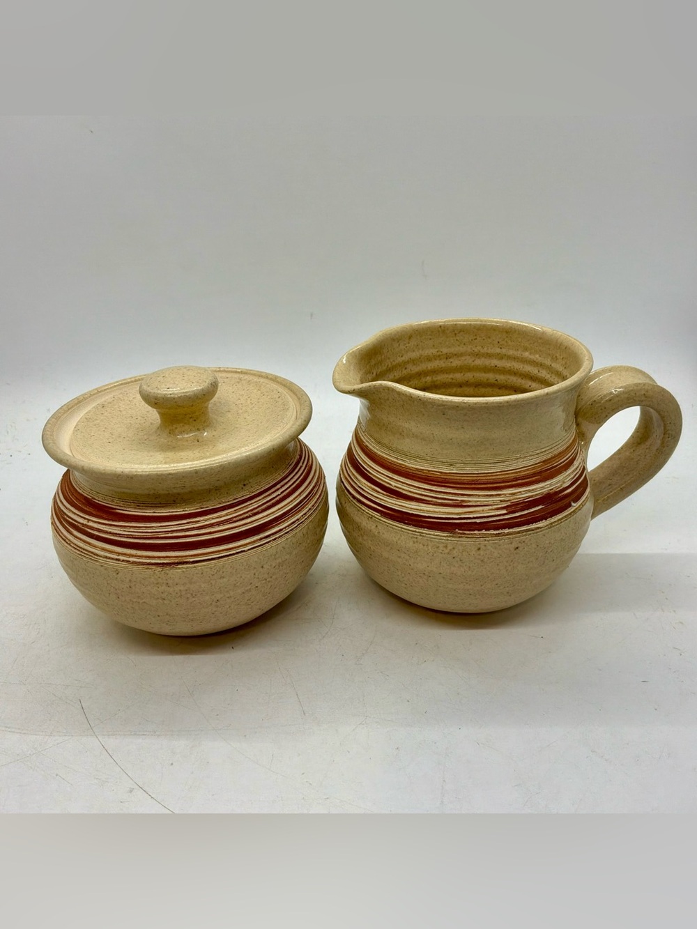 Sandi DAGG PEI Vintage Studio Wheel Thrown Art Pottery Creamer&Sugar Bowl